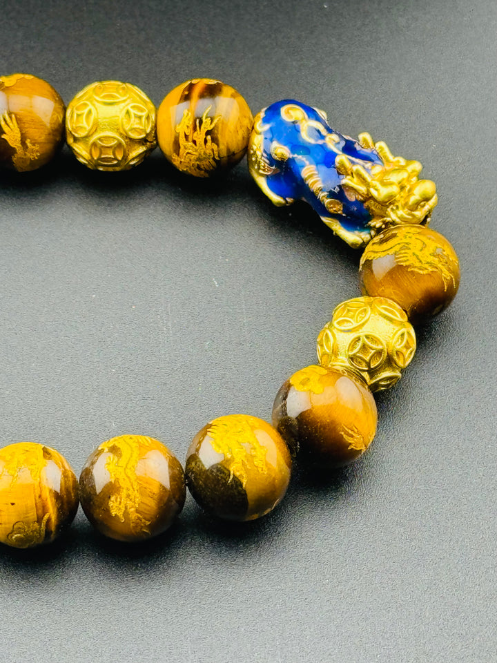 Prosperity Path - Tiger's Eye Bracelet with Large Color Changing Pixiu