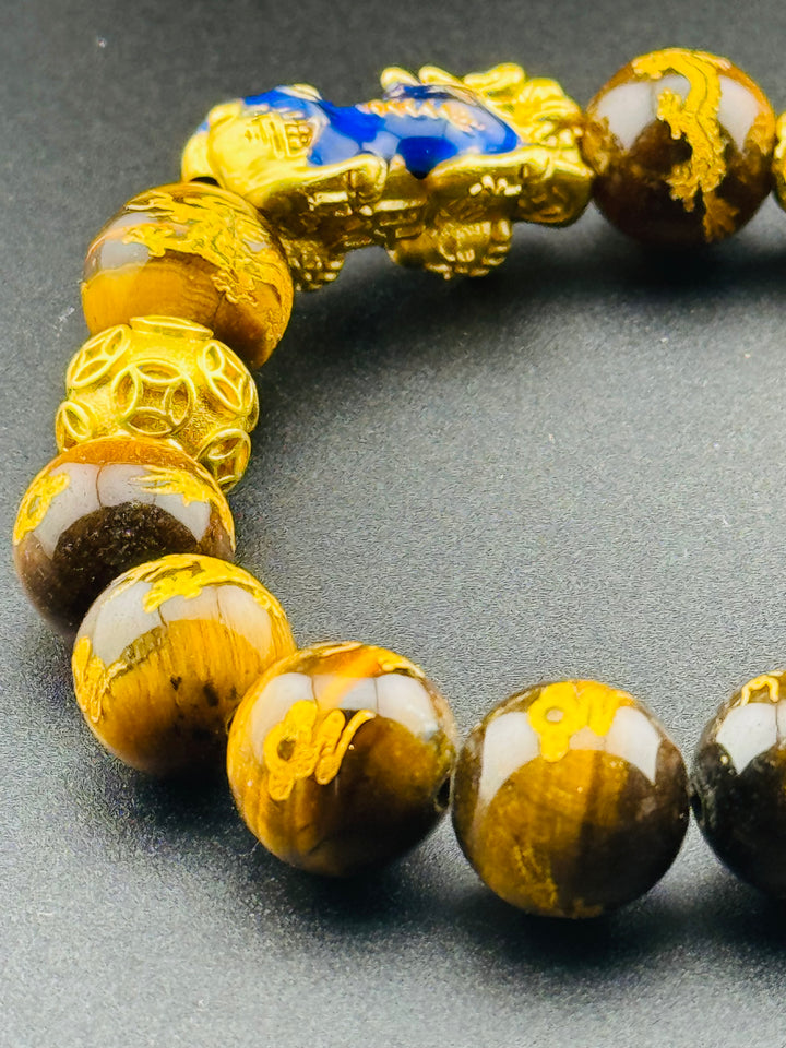 Prosperity Path - Tiger's Eye Bracelet with Large Color Changing Pixiu