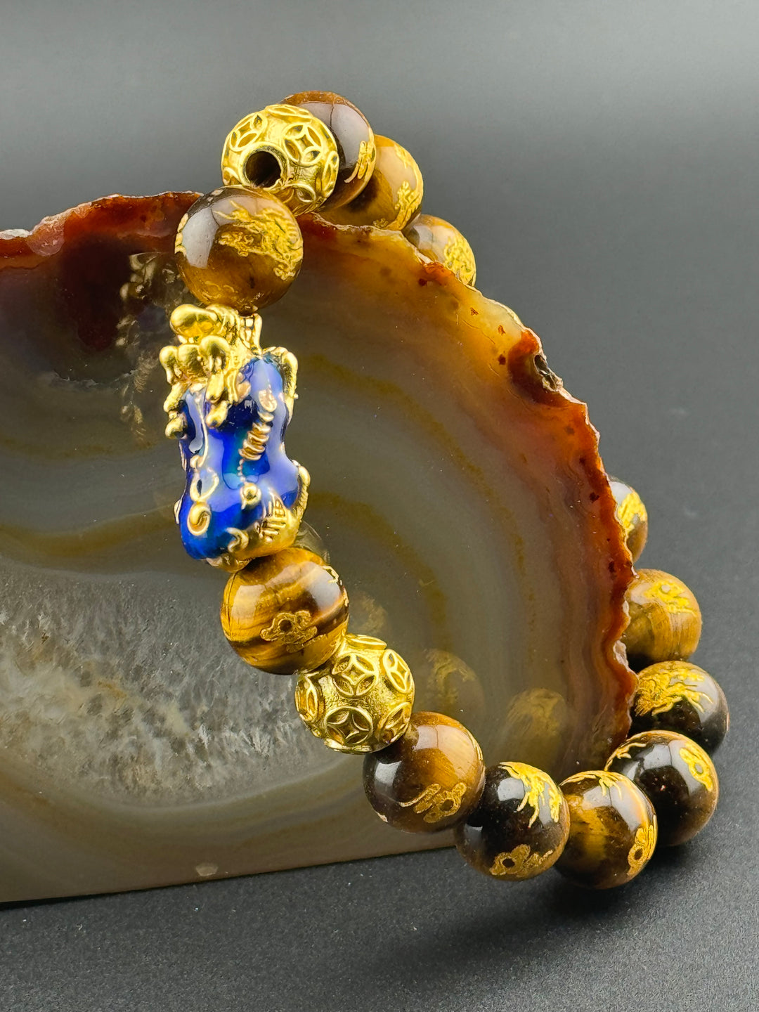 Prosperity Path - Tiger's Eye Bracelet with Large Color Changing Pixiu