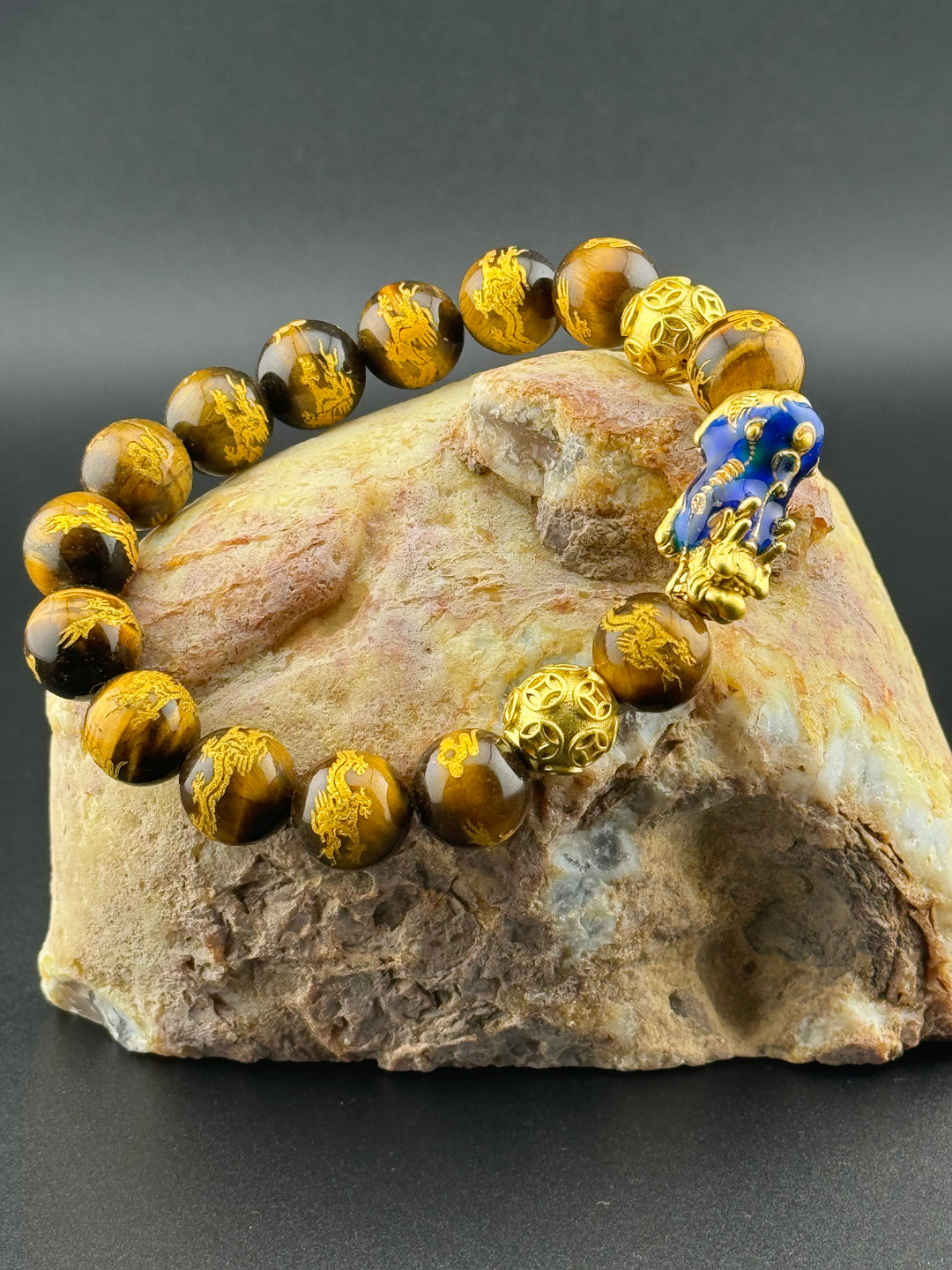 Prosperity Path - Tiger's Eye Bracelet with Large Color Changing Pixiu