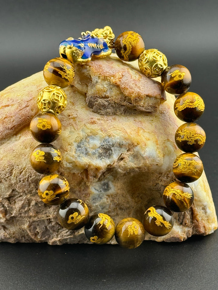 Prosperity Path - Tiger's Eye Bracelet with Large Color Changing Pixiu