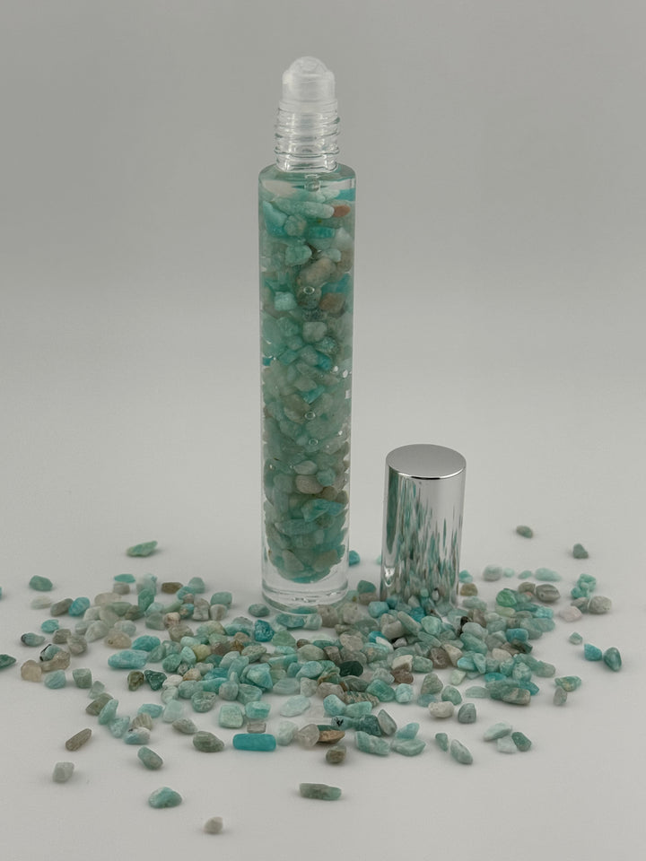 Amazonite Tranquility - Chamomile Infused Crystal Roll-On (Heart & Throat Chakras)