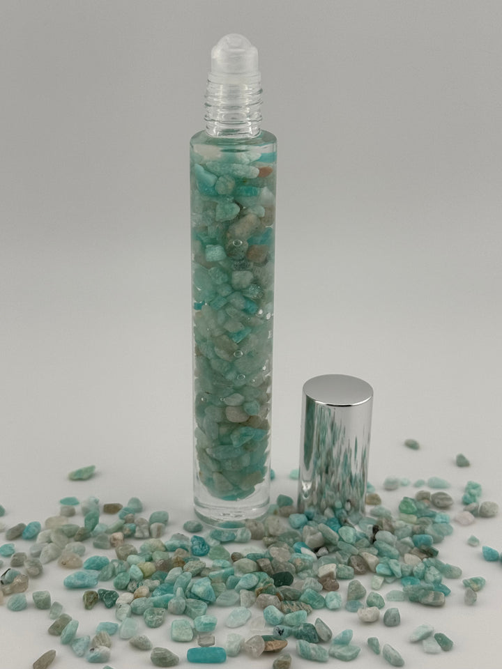 Amazonite Tranquility - Chamomile Infused Crystal Roll-On (Heart & Throat Chakras)