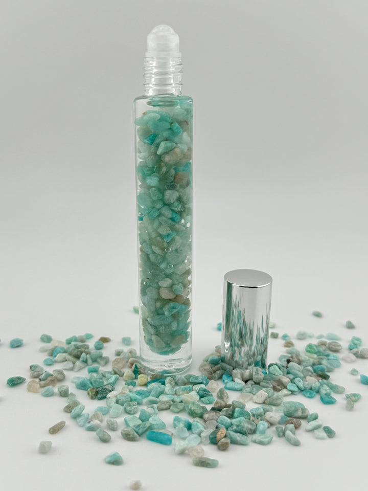 Amazonite Tranquility - Chamomile Infused Crystal Roll-On (Heart & Throat Chakras)