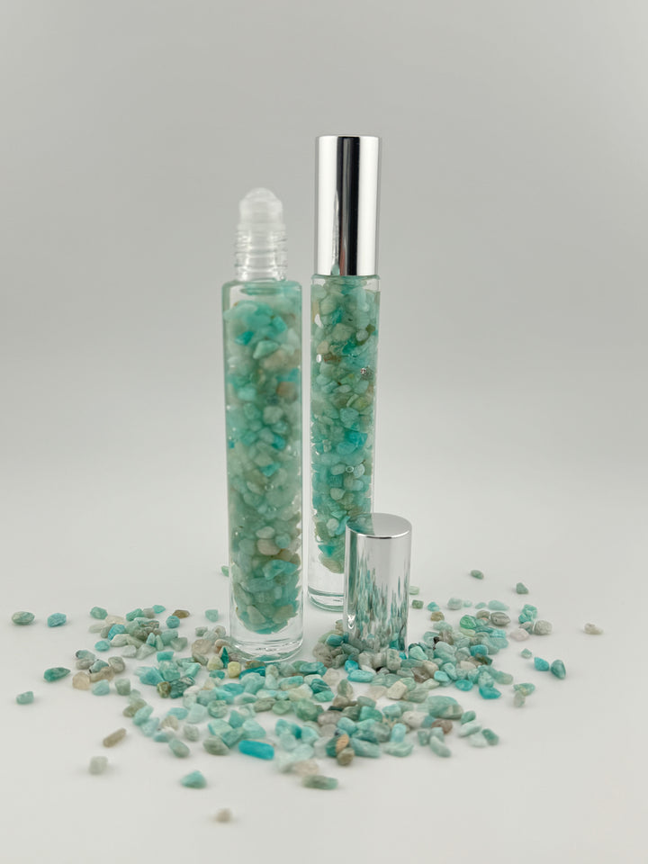 Amazonite Tranquility - Chamomile Infused Crystal Roll-On (Heart & Throat Chakras)