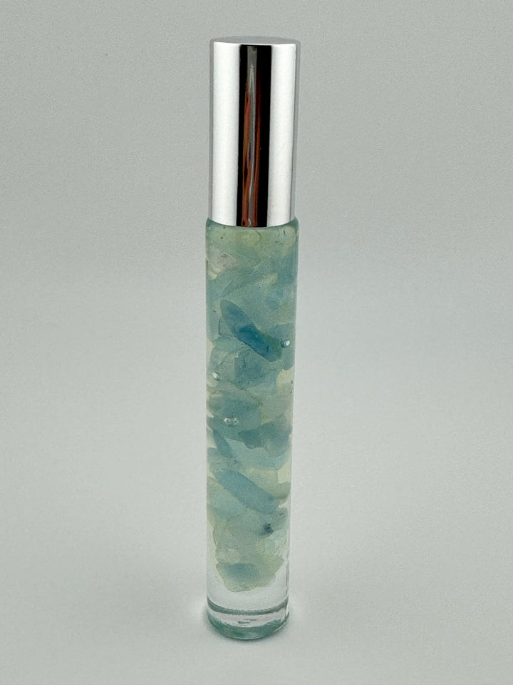 Marine Serenity - Aqua Marine Crystal Infused Cedarwood Roll-On (Throat Chakra)