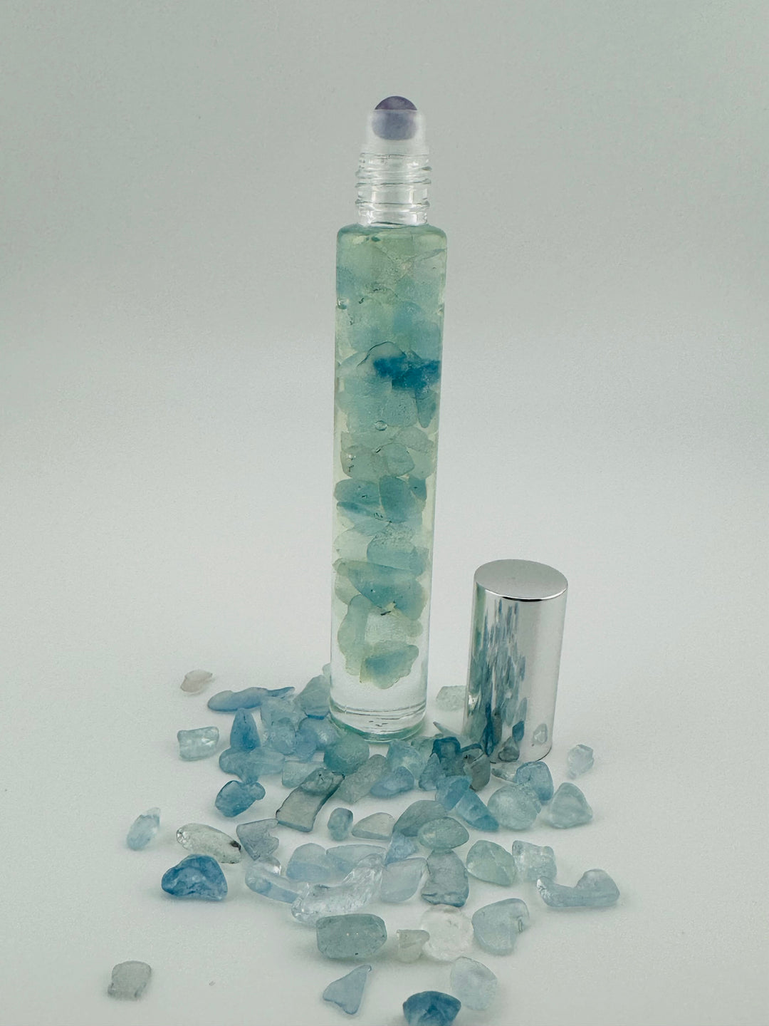 Marine Serenity - Aqua Marine Crystal Infused Cedarwood Roll-On (Throat Chakra)