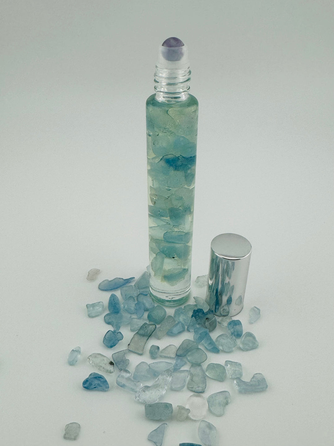 Marine Serenity - Aqua Marine Crystal Infused Cedarwood Roll-On (Throat Chakra)