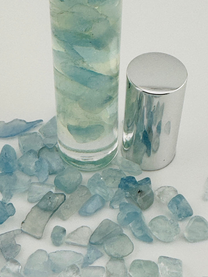 Marine Serenity - Aqua Marine Crystal Infused Cedarwood Roll-On (Throat Chakra)