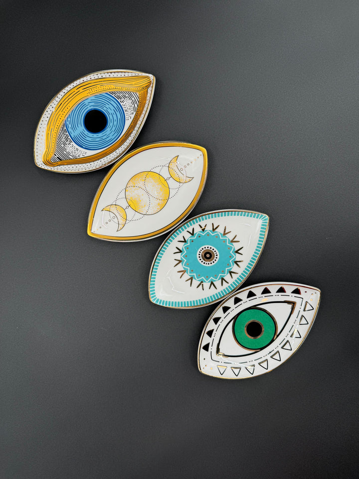 Emerald Eye Guardian Ceramic Jewelry Tray