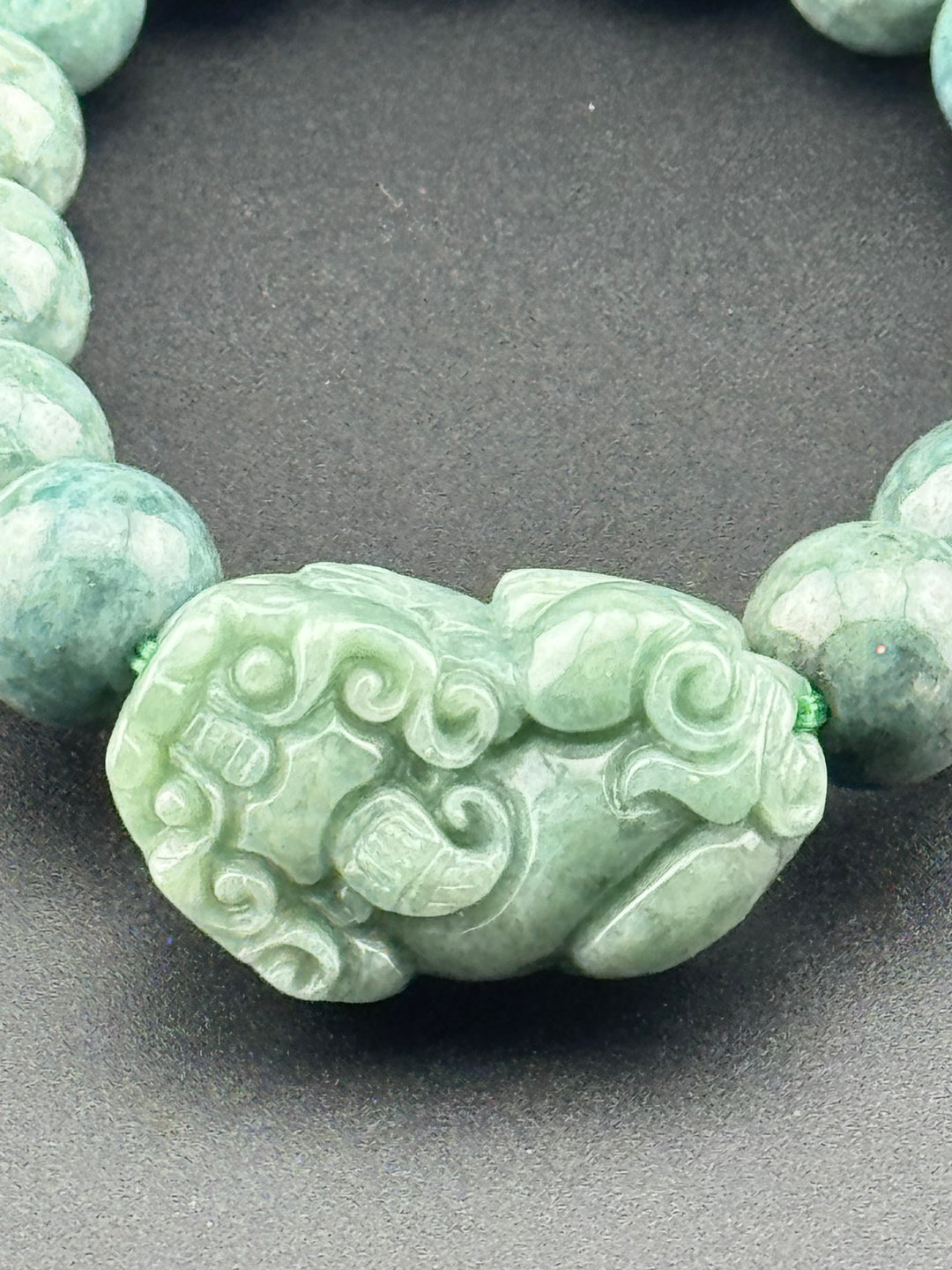 Spiritual Harmony Sentinel Natural Jadeite Beads and Pixiu Men's Bracelet