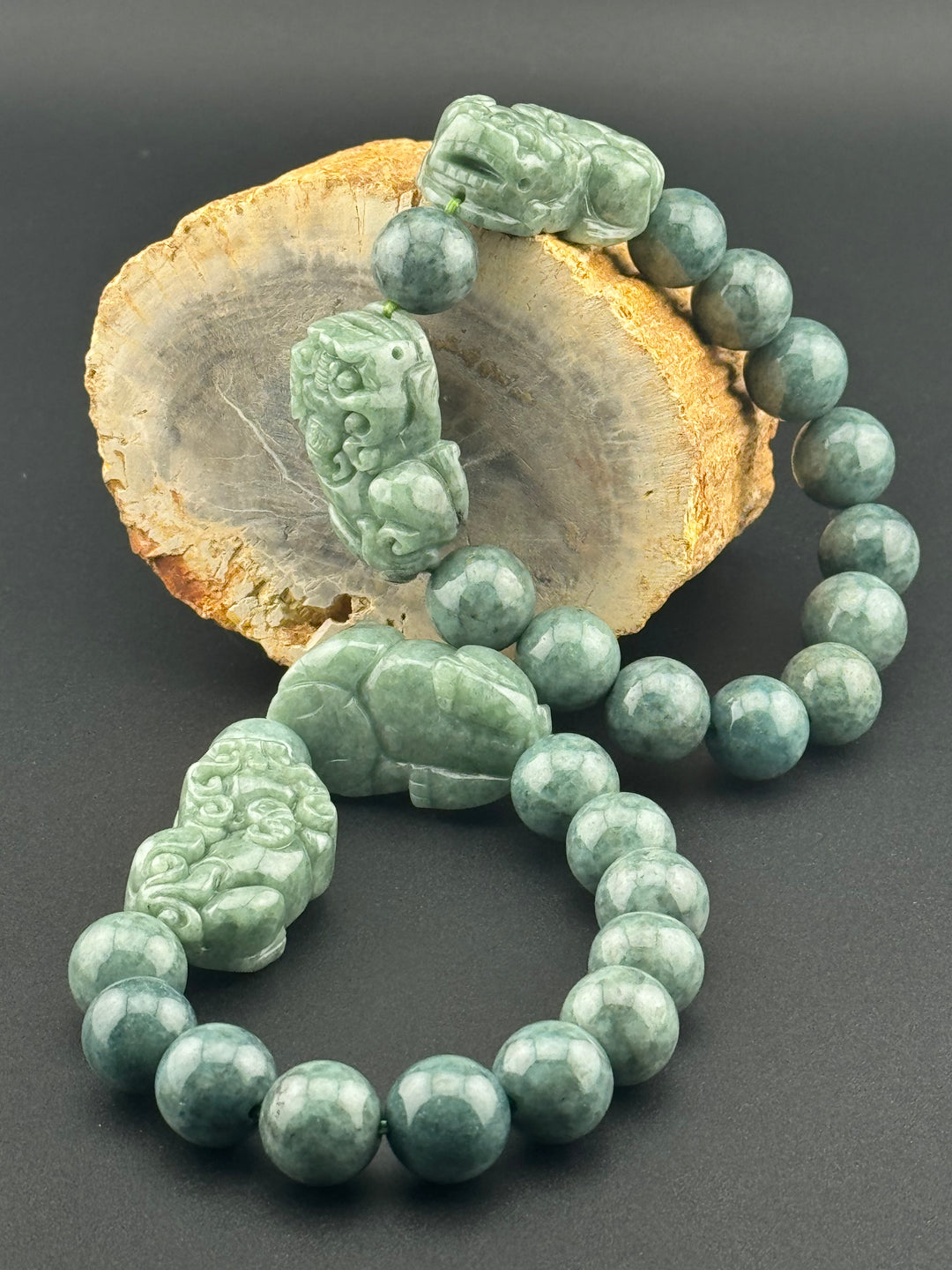 Wealth Attraction & Preservation Double Large Jadeite Pixiu's Bracelet