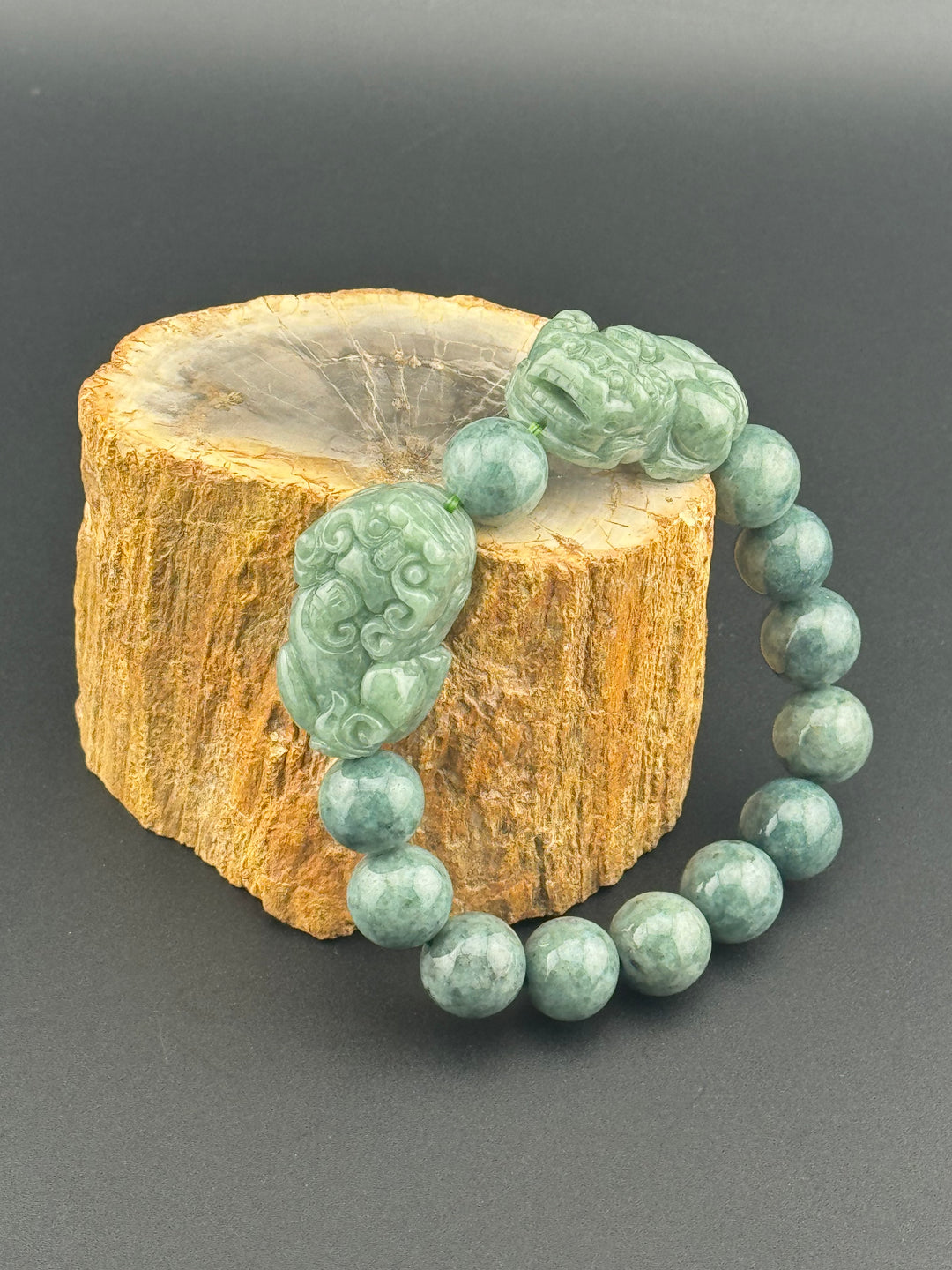 Wealth Attraction & Preservation Double Large Jadeite Pixiu's Bracelet