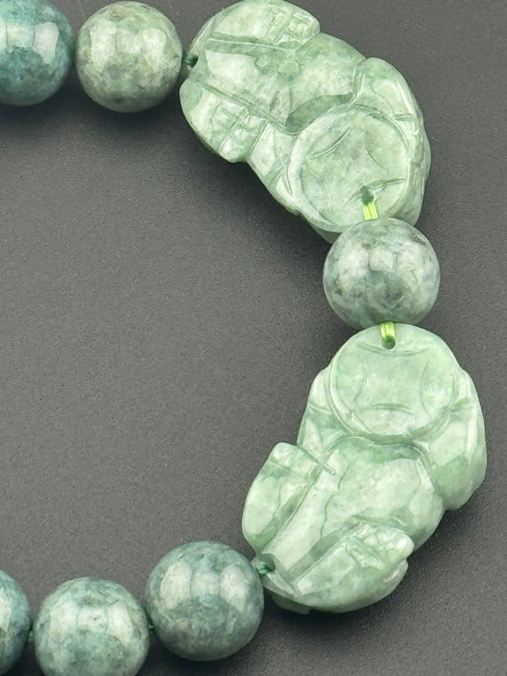 Wealth Attraction & Preservation Double Large Jadeite Pixiu's Bracelet