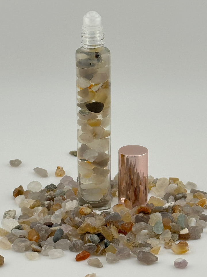 Revitalizing Clarity - Grey Agate & Peppermint Crystal Roll-On (Solar Plexus Chakra)