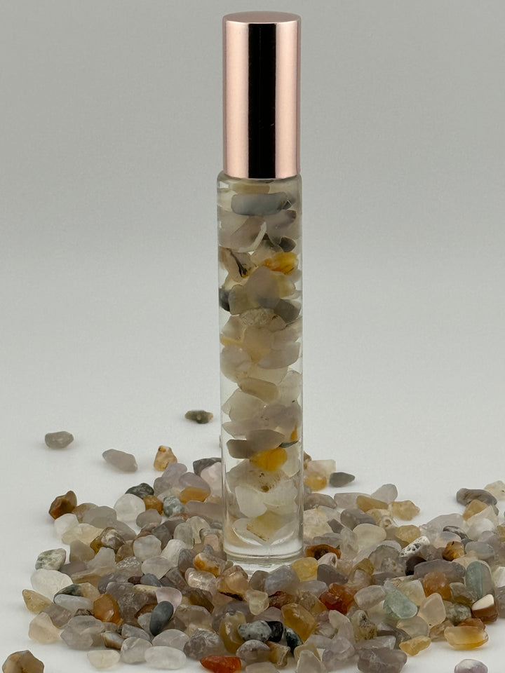 Revitalizing Clarity - Grey Agate & Peppermint Crystal Roll-On (Solar Plexus Chakra)