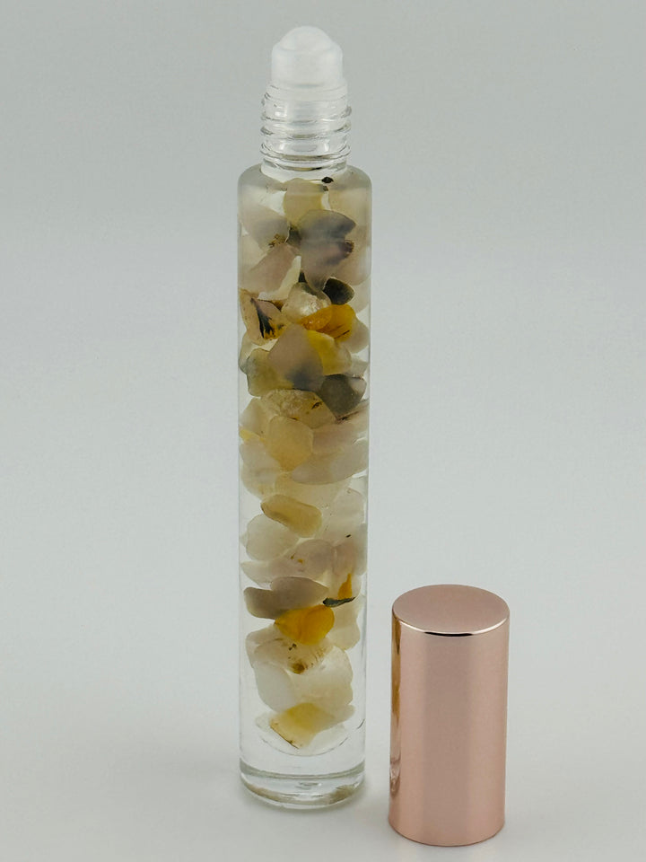 Revitalizing Clarity - Grey Agate & Peppermint Crystal Roll-On (Solar Plexus Chakra)