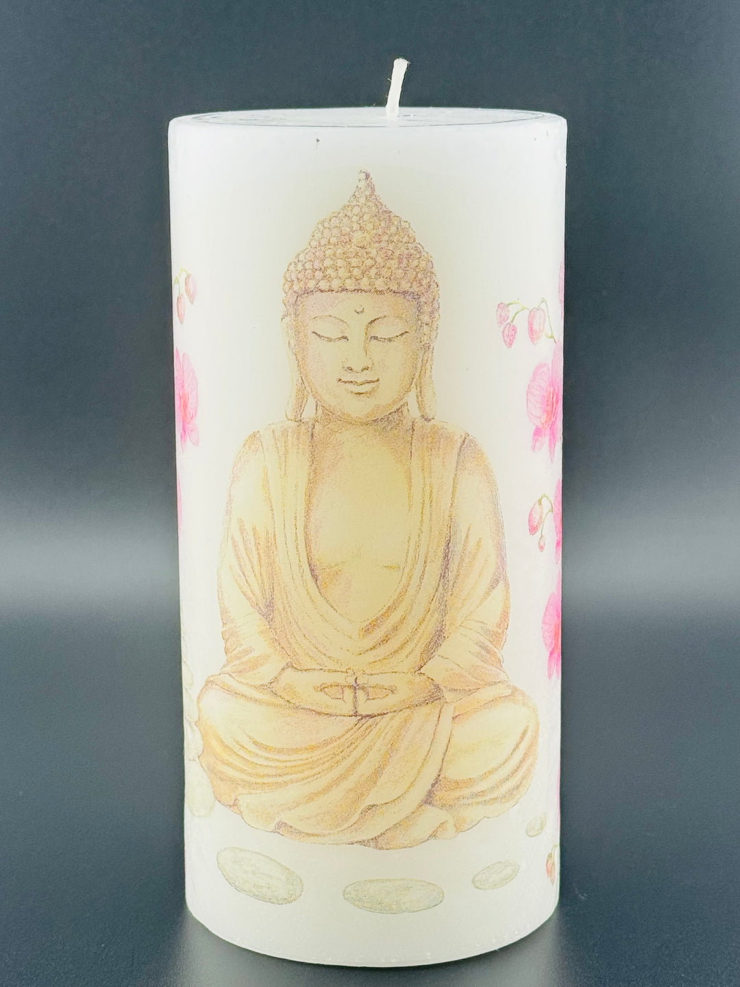 Enlightened Serenity - Buddha Print Pillar Candle Trio