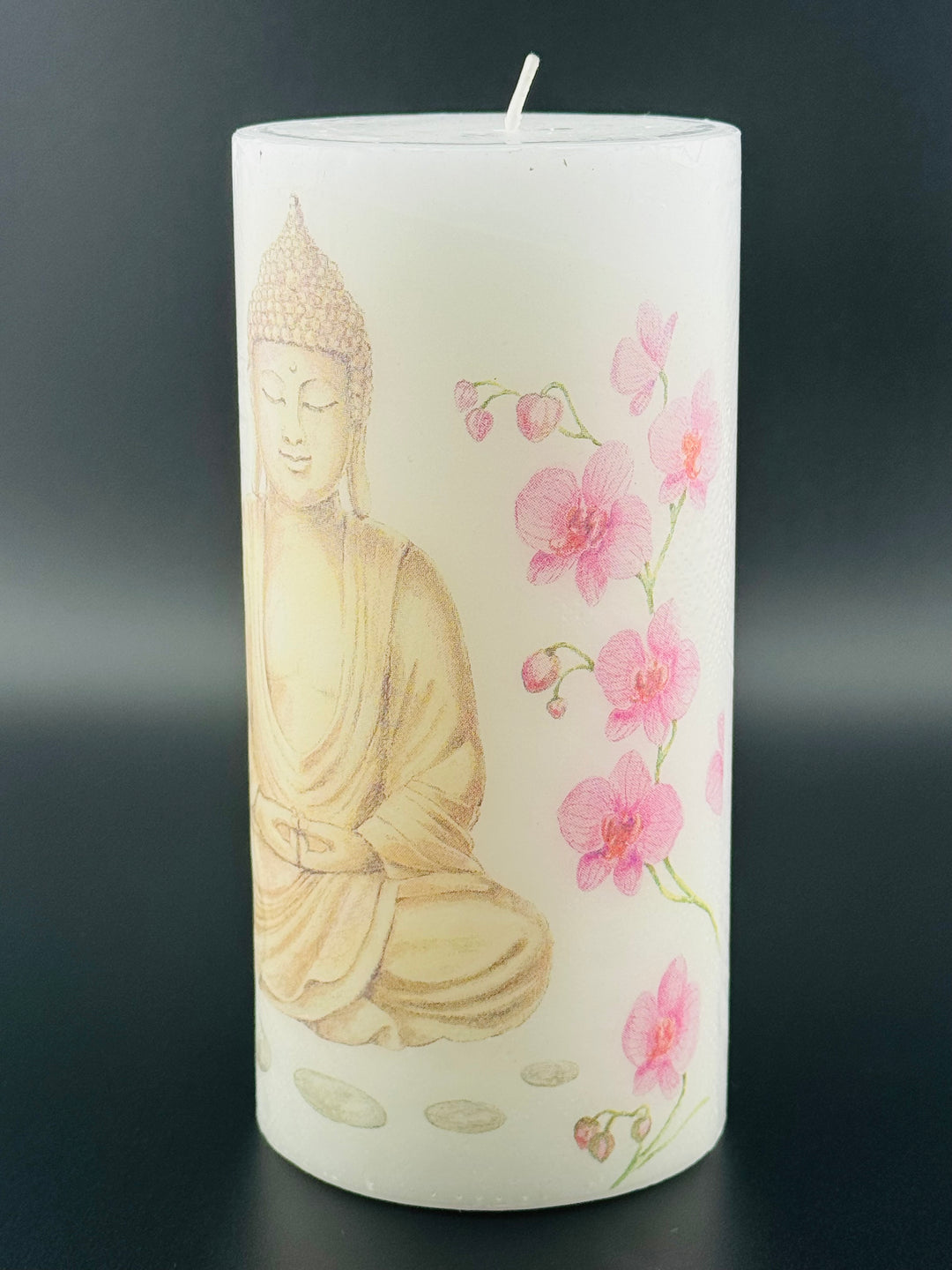 Enlightened Serenity - Buddha Print Pillar Candle Trio