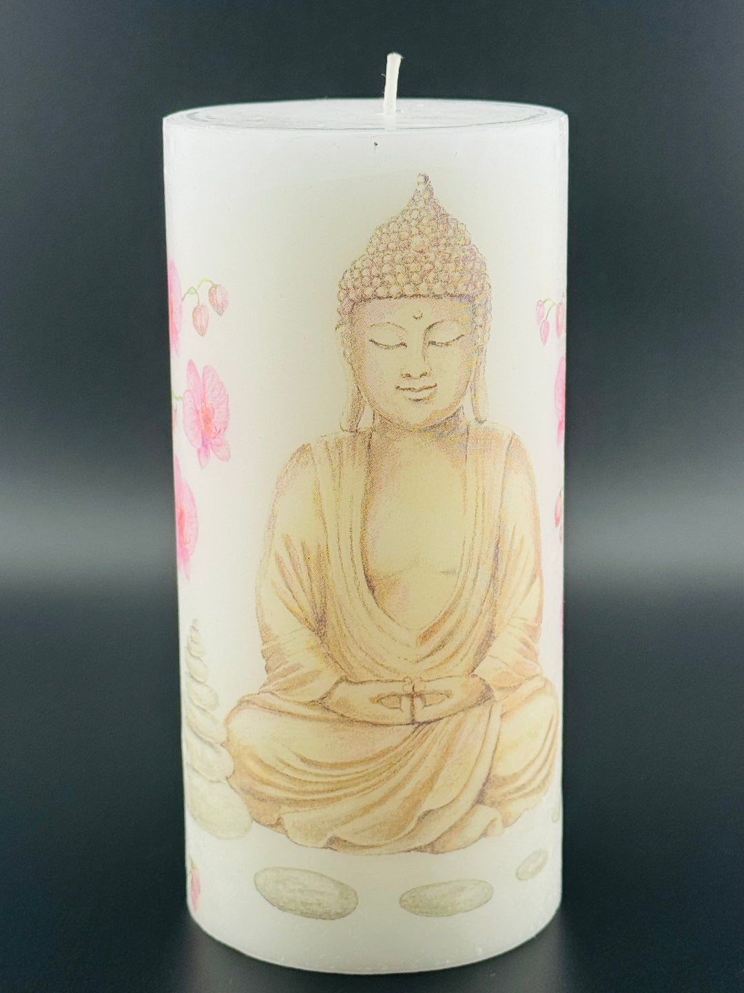 Enlightened Serenity - Buddha Print Pillar Candle Trio