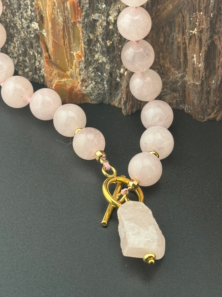 Rose Quartz Radiance - Handcrafted Healing Choker Necklace