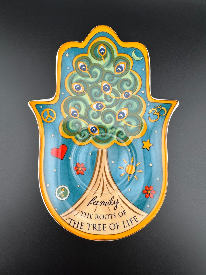 Unity's Embrace - Family Tree of Life Hamsa Plate for Saging or Jewelry