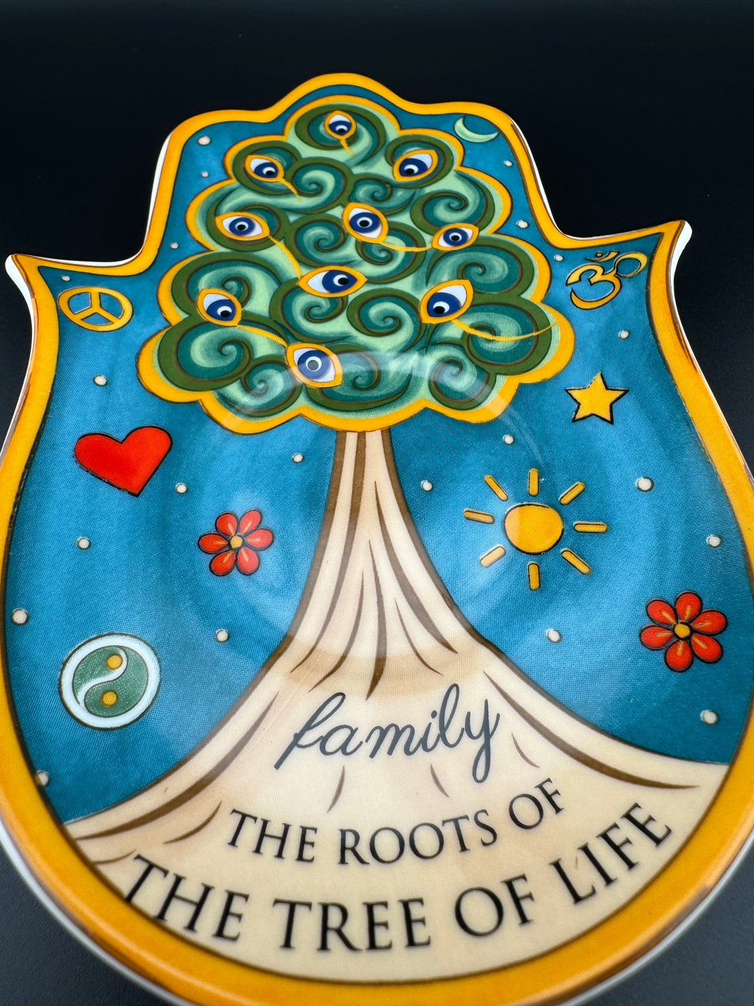 Unity's Embrace - Family Tree of Life Hamsa Plate for Saging or Jewelry