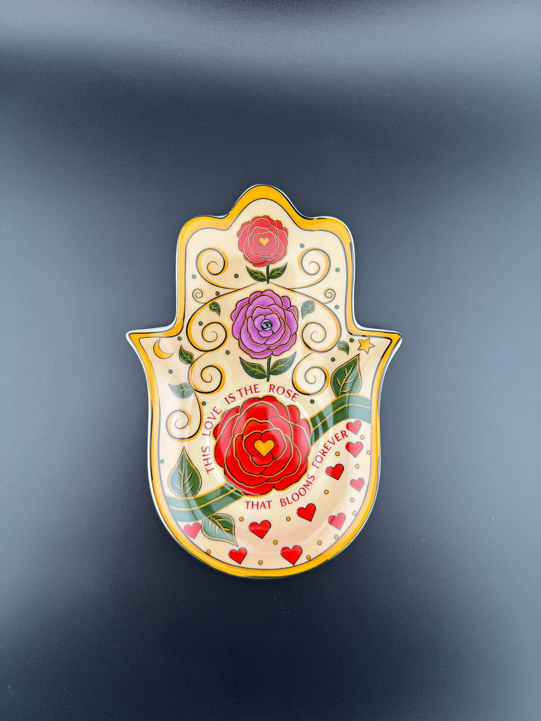 Love's Eternal Bloom - Hamsa Hand Rose Plate for Jewelry or Saging