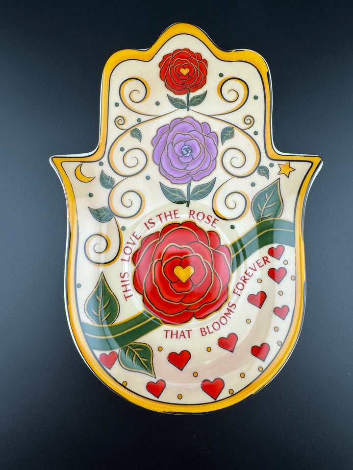 Love's Eternal Bloom - Hamsa Hand Rose Plate for Jewelry or Saging