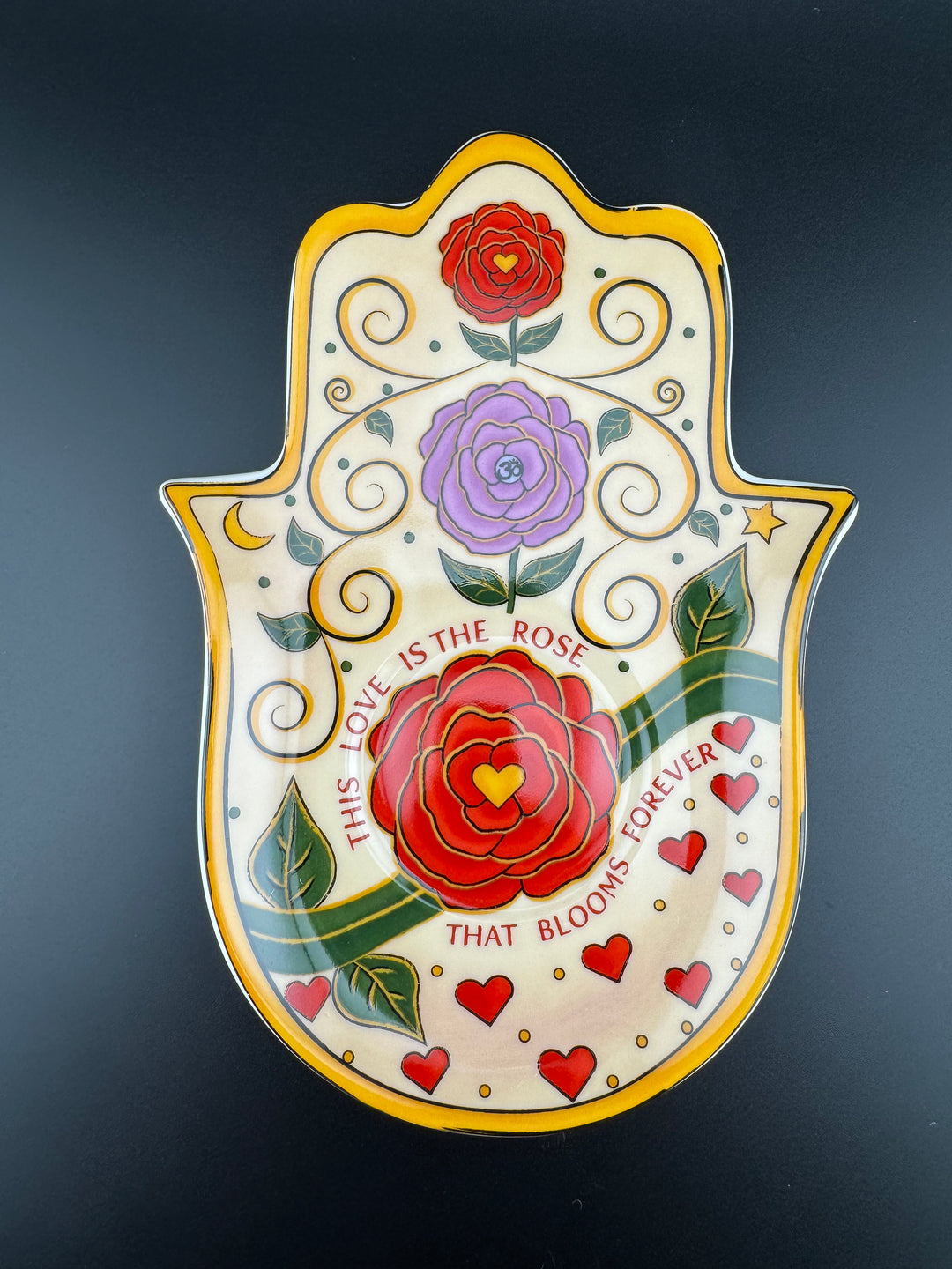 Love's Eternal Bloom - Hamsa Hand Rose Plate for Jewelry or Saging