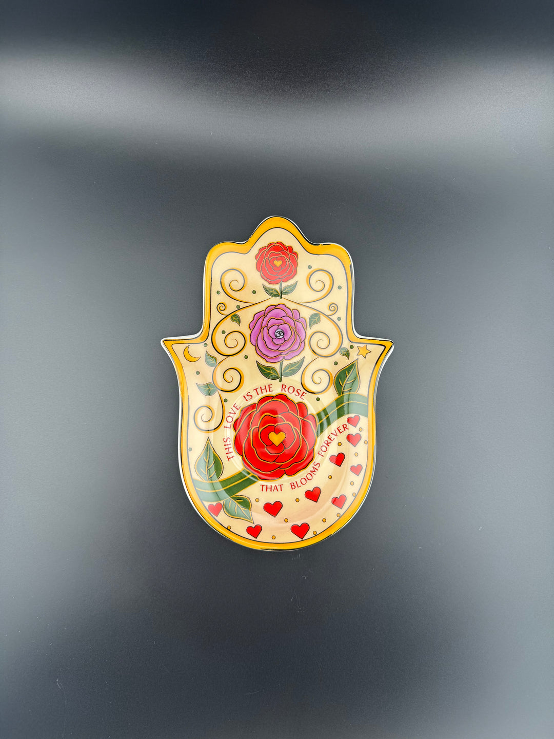 Love's Eternal Bloom - Hamsa Hand Rose Plate for Jewelry or Saging