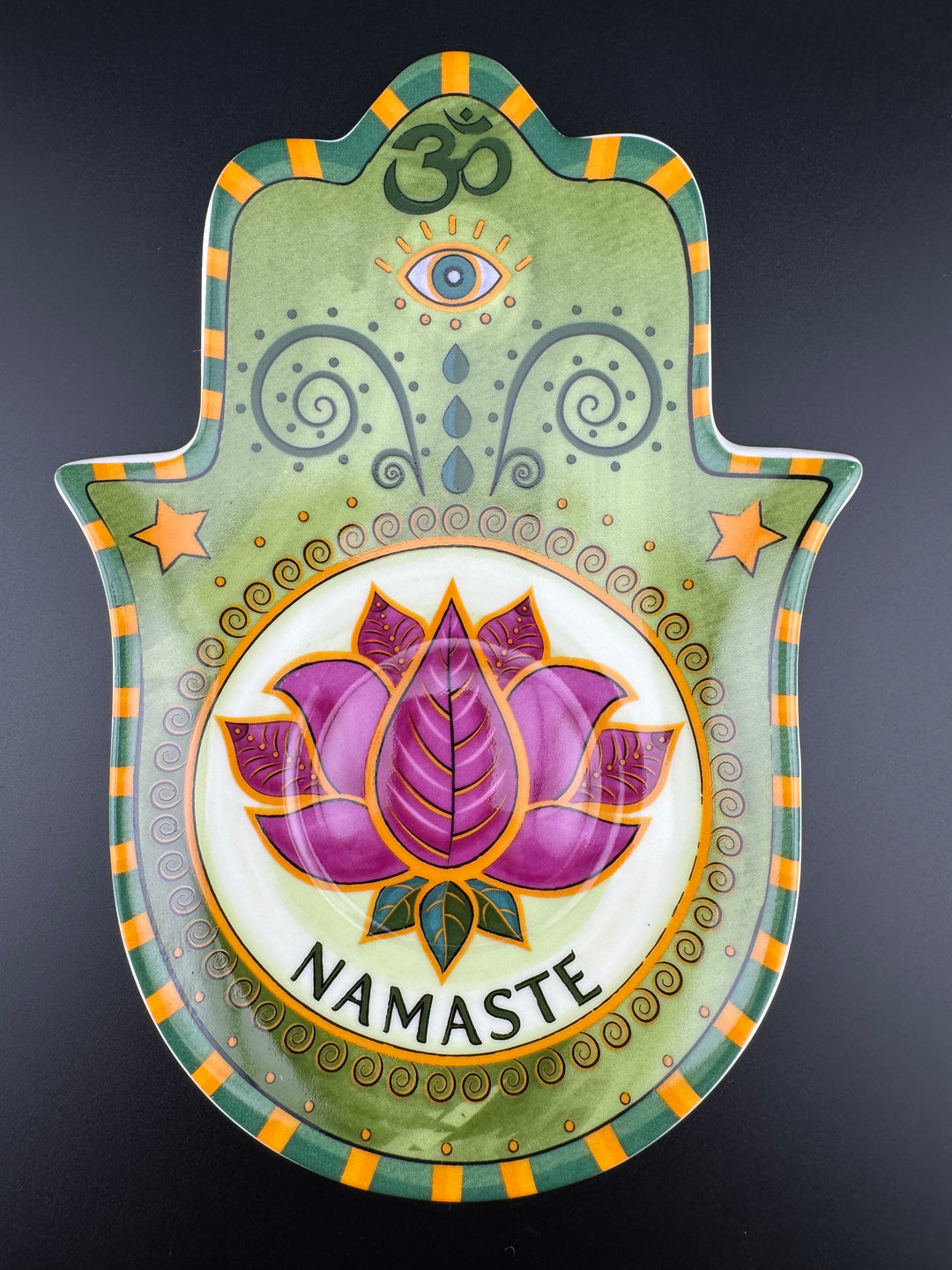 Lotus Radiance - Namaste Hamsa Plate of Harmony for Jewelry and Saging