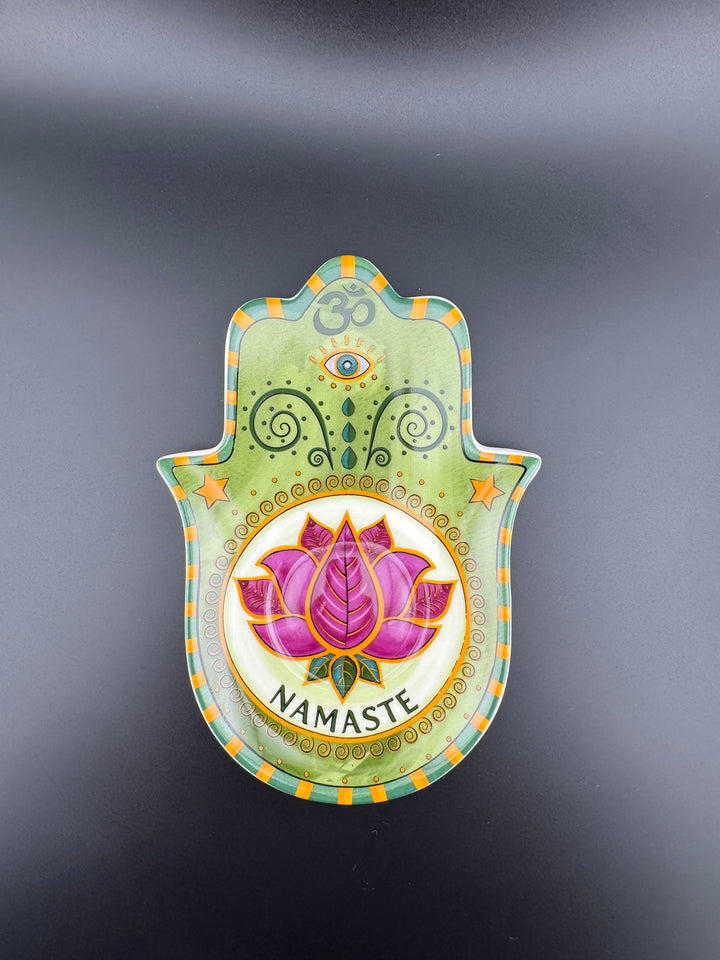 Lotus Radiance - Namaste Hamsa Plate of Harmony for Jewelry and Saging