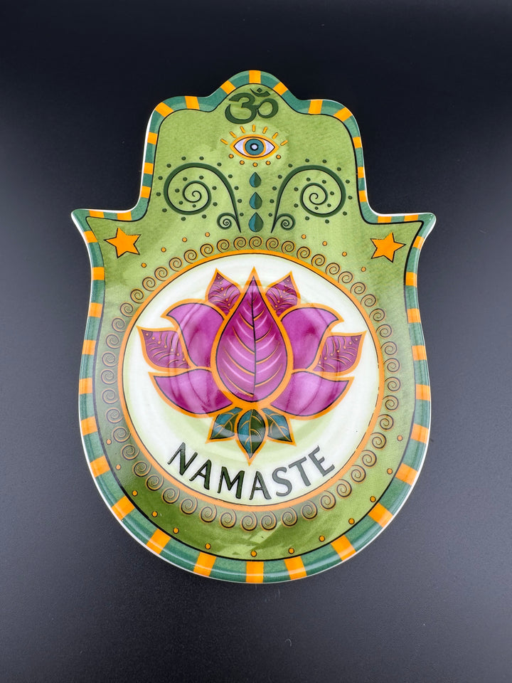 Lotus Radiance - Namaste Hamsa Plate of Harmony for Jewelry and Saging