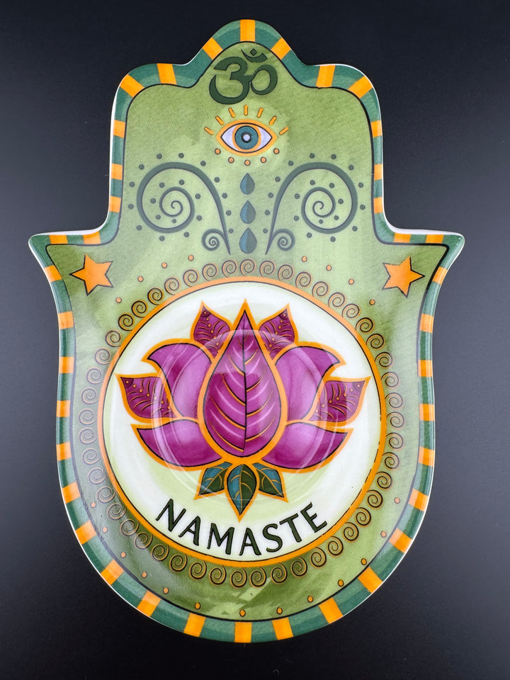 Lotus Radiance - Namaste Hamsa Plate of Harmony for Jewelry and Saging