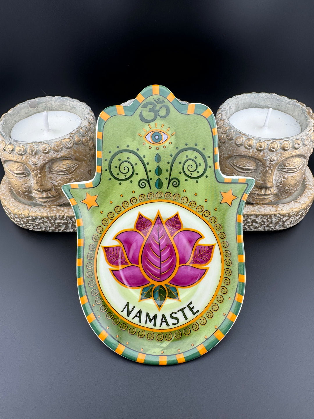 Lotus Radiance - Namaste Hamsa Plate of Harmony for Jewelry and Saging