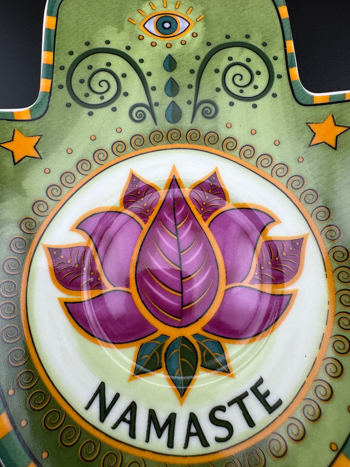 Lotus Radiance - Namaste Hamsa Plate of Harmony for Jewelry and Saging