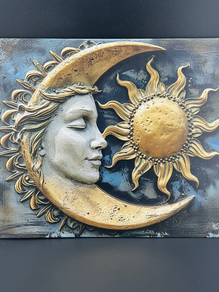 Celestial Harmony - Sun and Moon Metal Tin Sign