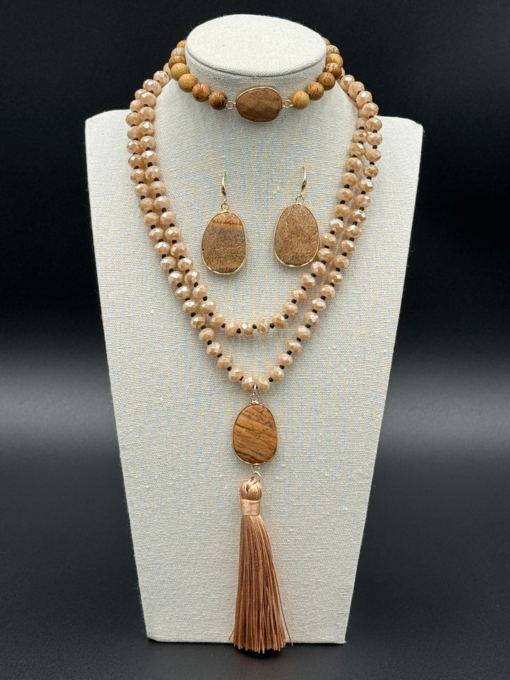 Bohemian Harmony - Picture Jasper & Glass Beads Ensemble