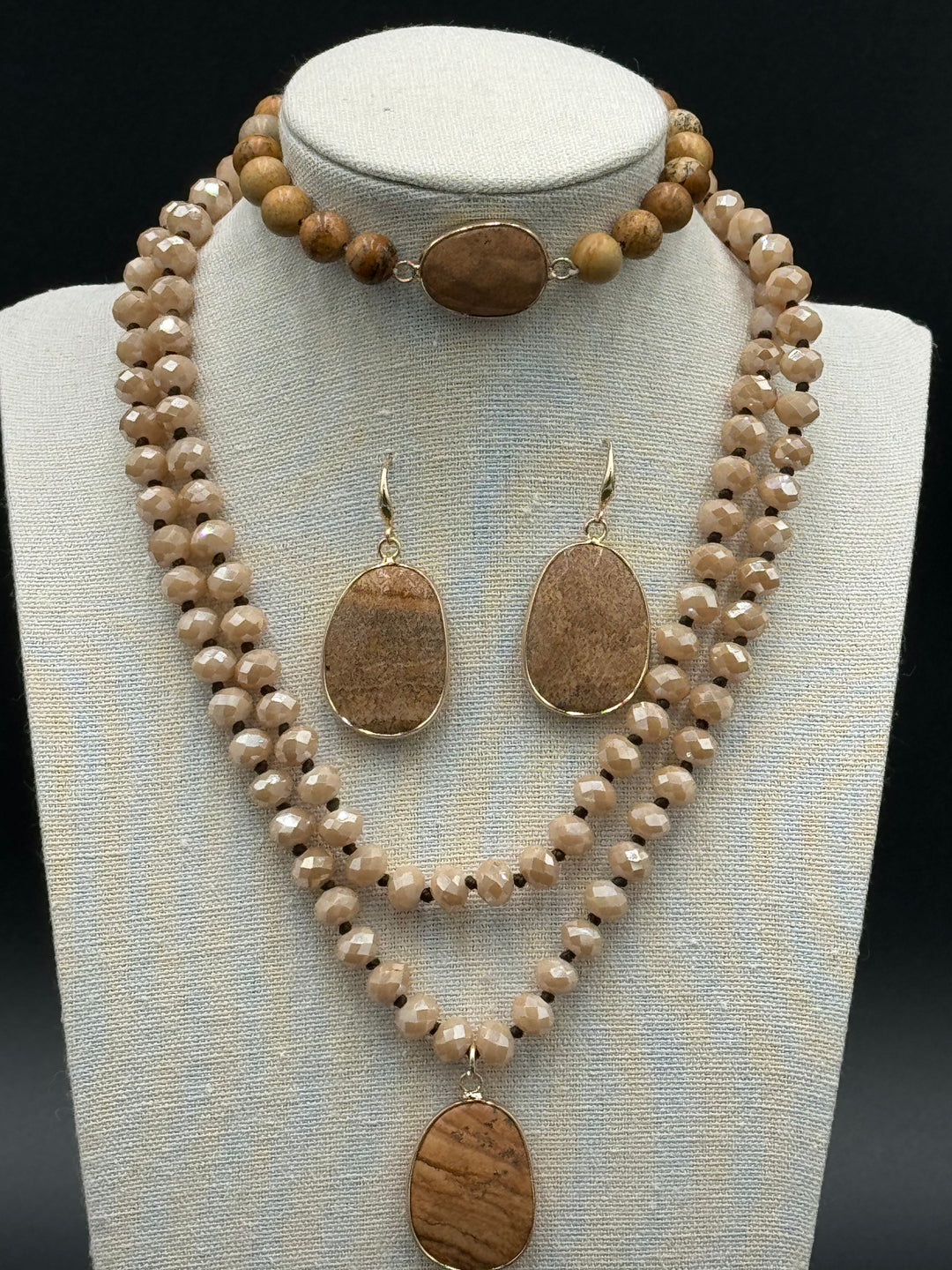 Bohemian Harmony - Picture Jasper & Glass Beads Ensemble