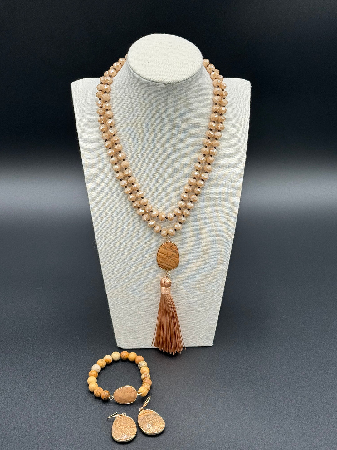 Bohemian Harmony - Picture Jasper & Glass Beads Ensemble