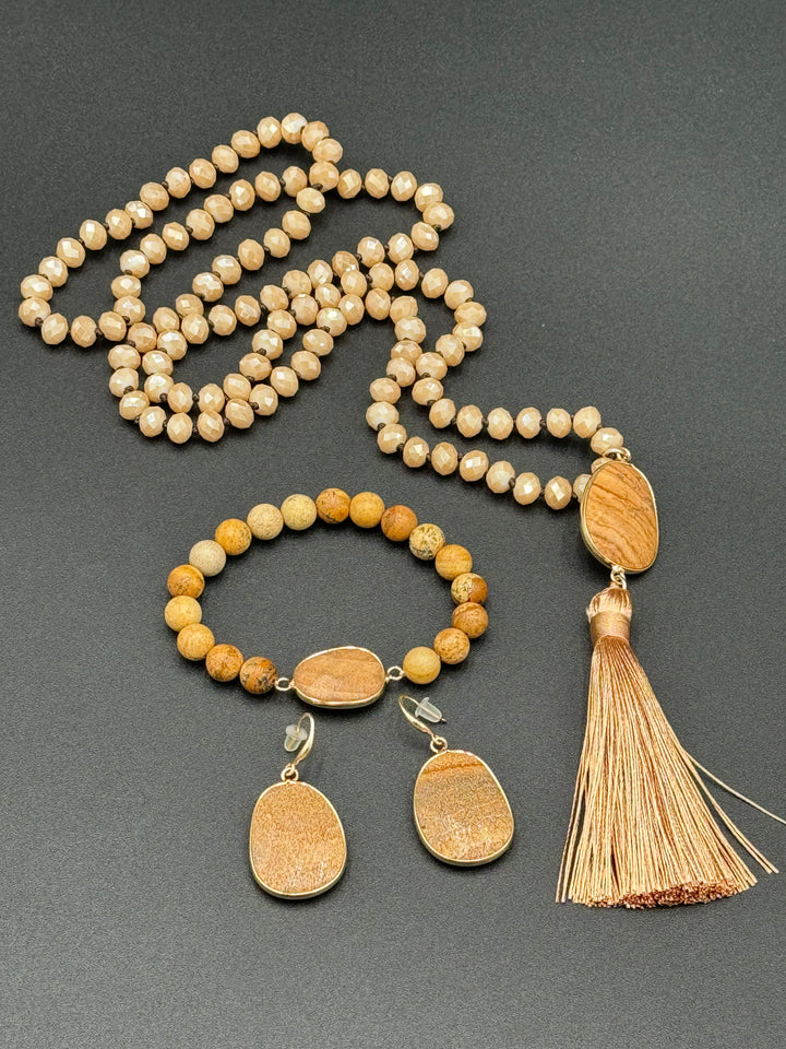 Bohemian Harmony - Picture Jasper & Glass Beads Ensemble