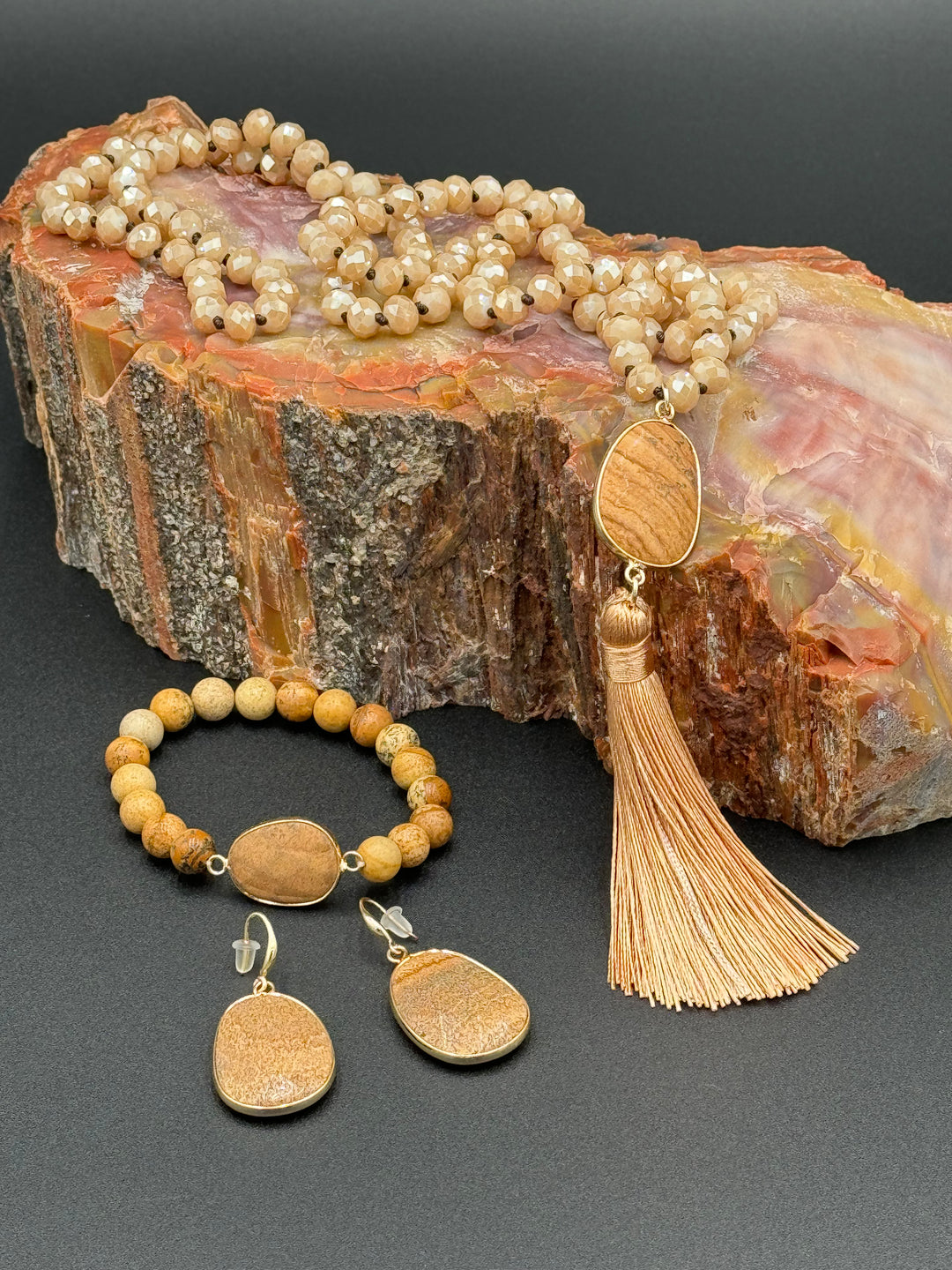 Bohemian Harmony - Picture Jasper & Glass Beads Ensemble