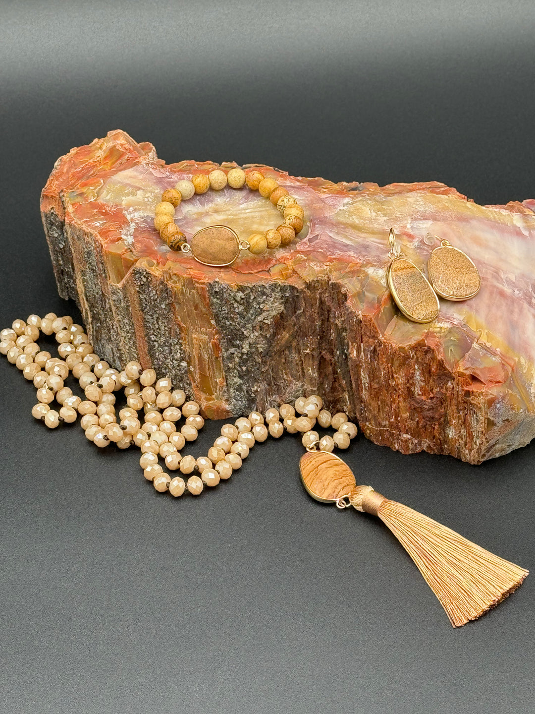 Bohemian Harmony - Picture Jasper & Glass Beads Ensemble