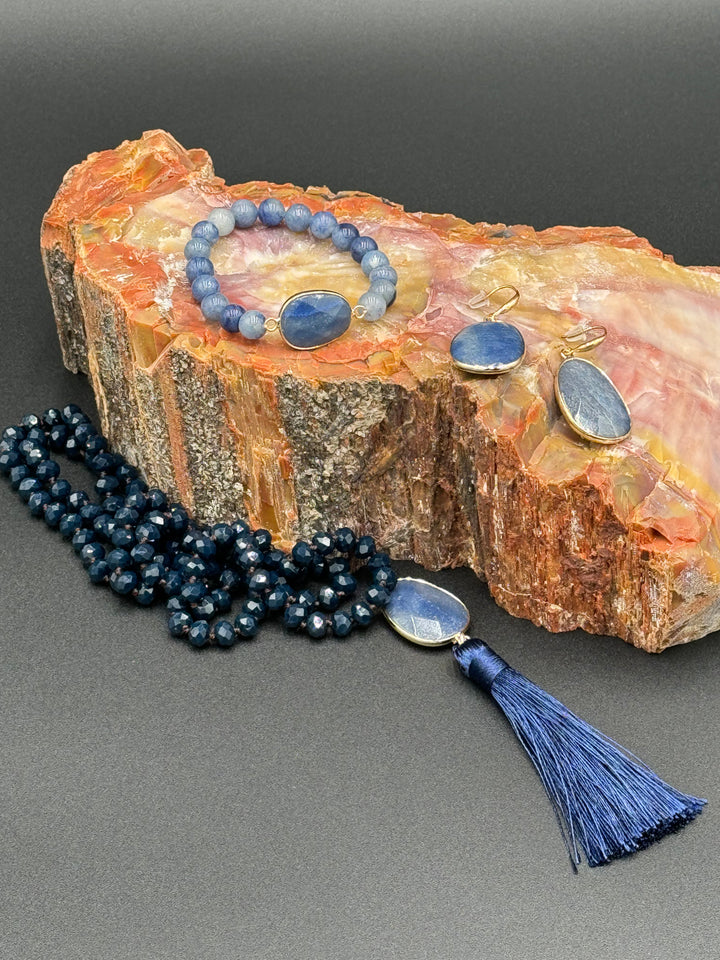 Bohemian Harmony - Blue Aventurine & Glass Beads Ensemble