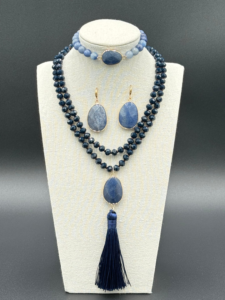 Bohemian Harmony - Blue Aventurine & Glass Beads Ensemble