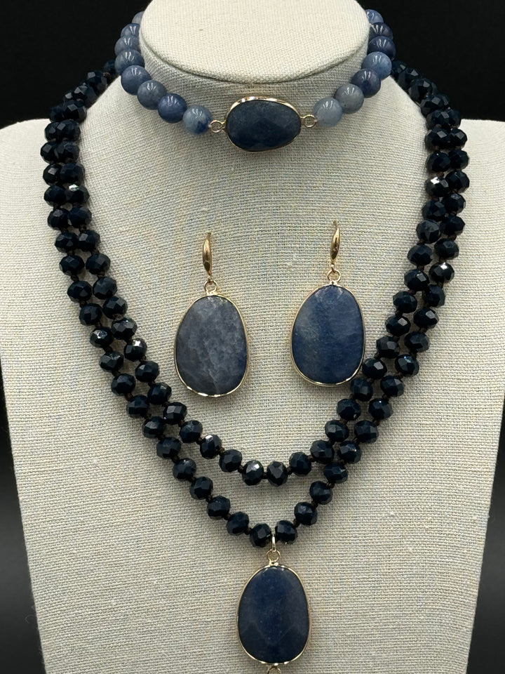 Bohemian Harmony - Blue Aventurine & Glass Beads Ensemble