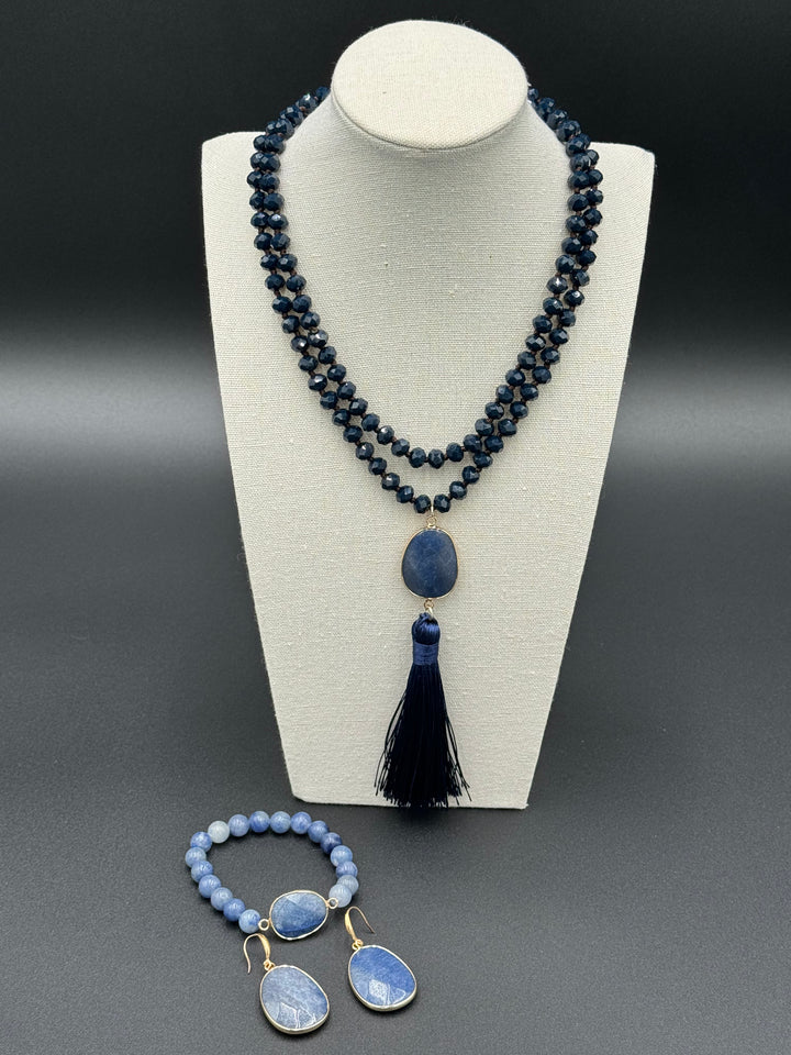 Bohemian Harmony - Blue Aventurine & Glass Beads Ensemble