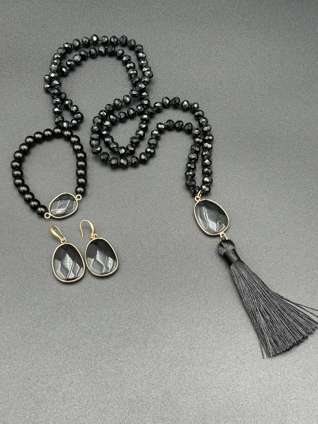 Bohemian Harmony - Black Agate & Glass Beads Ensemble