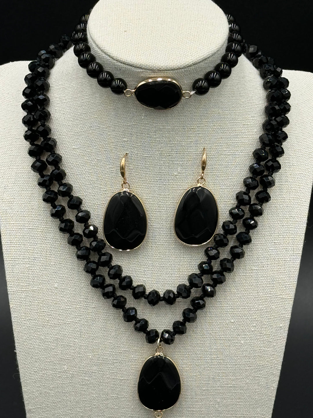 Bohemian Harmony - Black Agate & Glass Beads Ensemble